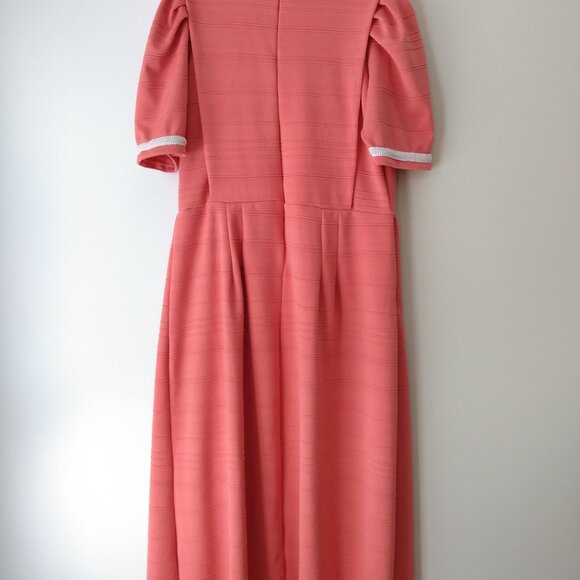 Amish Mennonite Cape Dress 42"B 38"W Coral Pink VERY Heavy Fabric - Picture 11 of 13